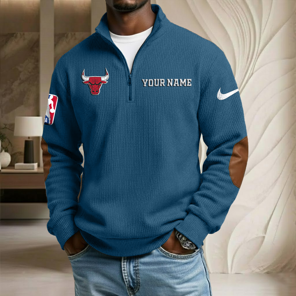 NBA x CHI Custom Name Stand Collar Half-zip Sweatshirt HLP HLPHUONG
