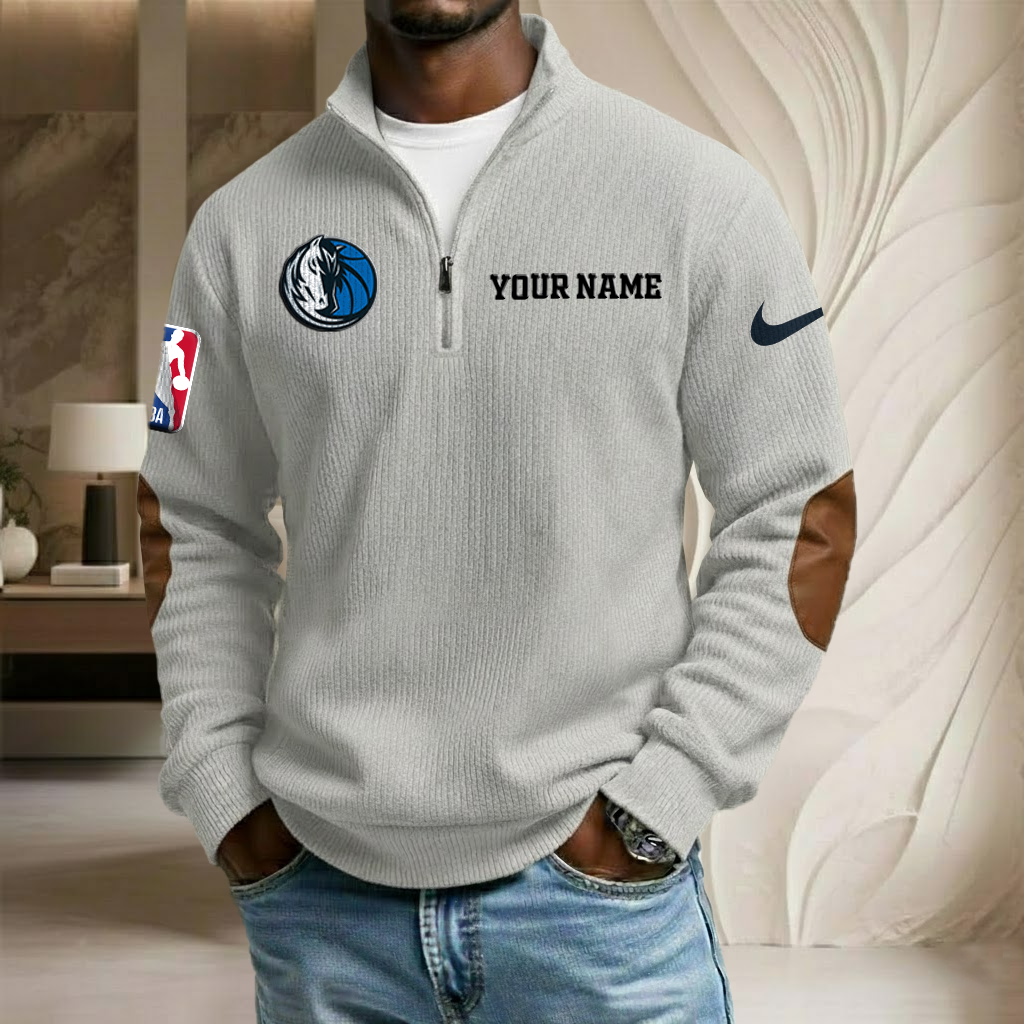 NBA x DAL Custom Name Stand Collar Half-zip Sweatshirt HLP HLPHUONG