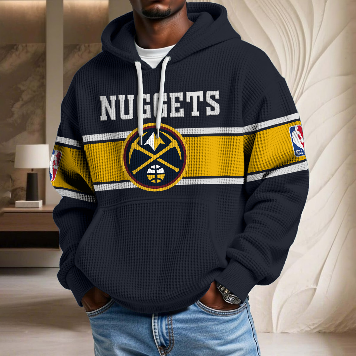 NBA x DEN Waffle Hoodie HLP HLPHUONG