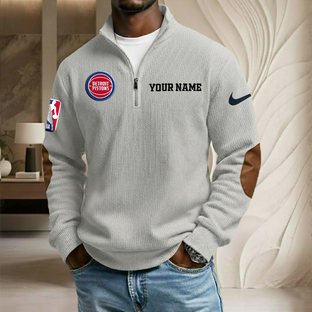 NBA x DET Custom Name Stand Collar Half-zip Sweatshirt HLP HLPHUONG