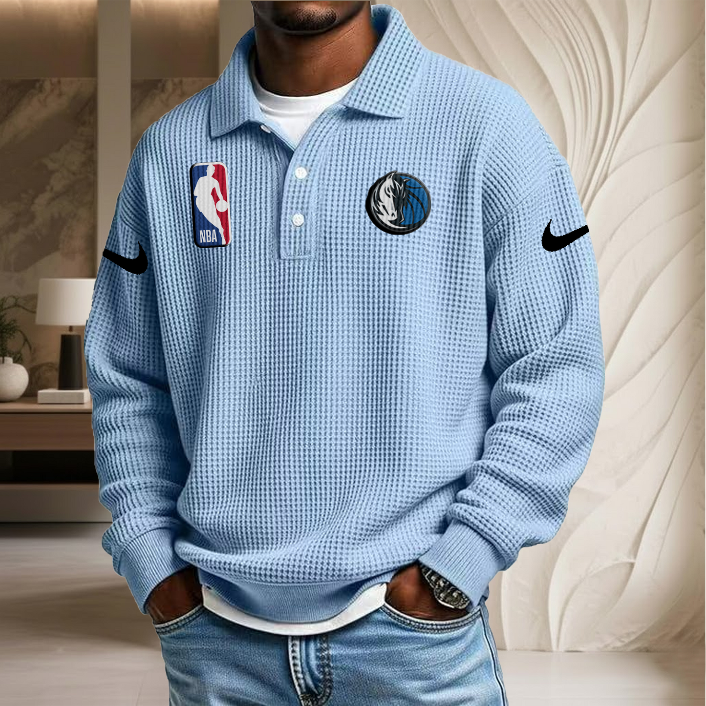 NBA x DM Waffle Three Button Lapel Polo HLP HLPHUONG
