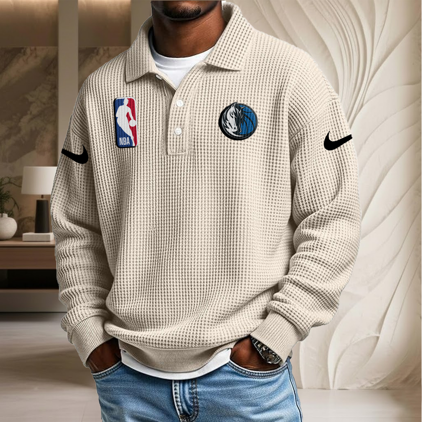 NBA x DM Waffle Three Button Lapel Polo HLP HLPHUONG