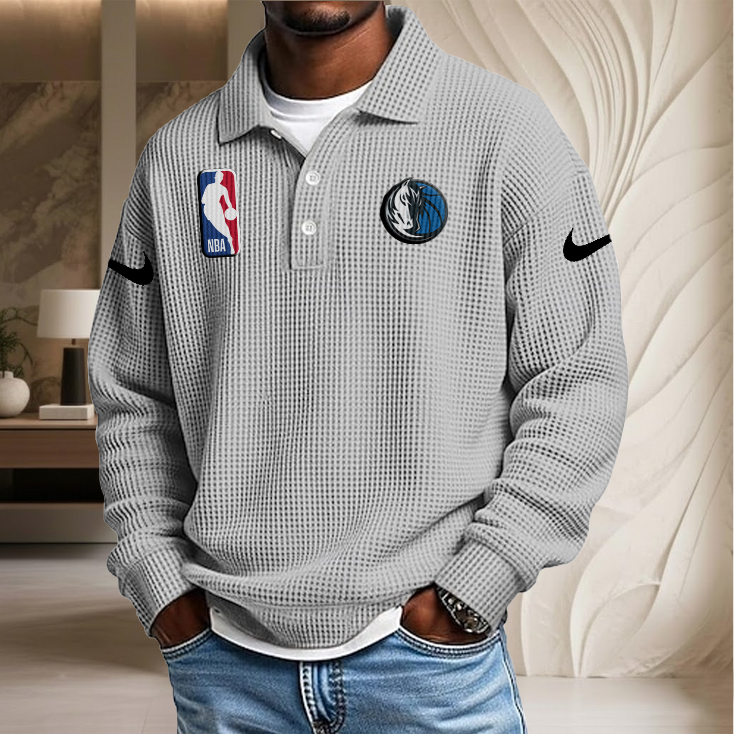 NBA x DM Waffle Three Button Lapel Polo HLP HLPHUONG