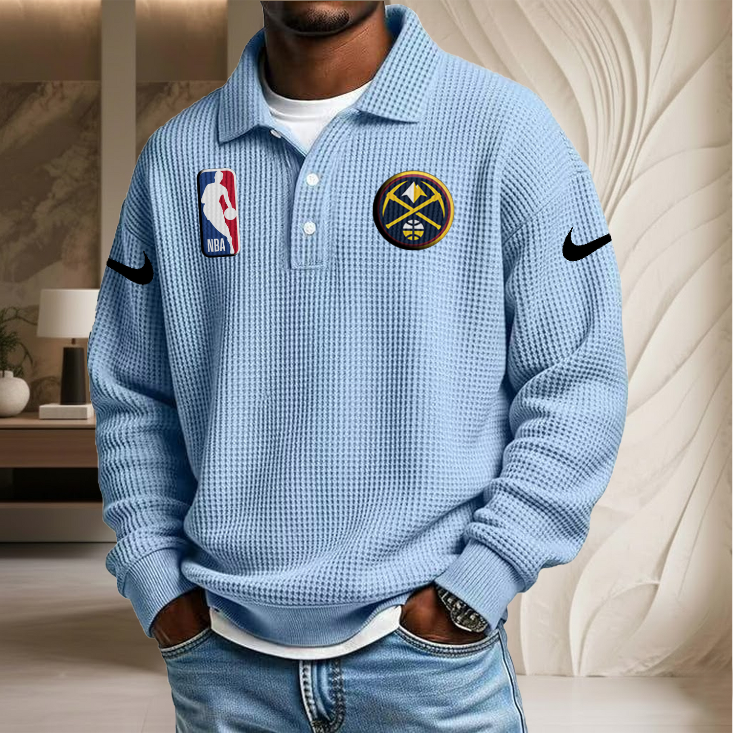 NBA x DN Waffle Three Button Lapel Polo HLP HLPHUONG