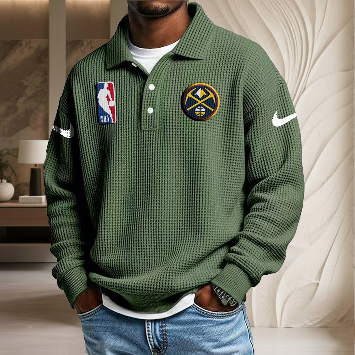 NBA x DN Waffle Three Button Lapel Polo HLP HLPHUONG