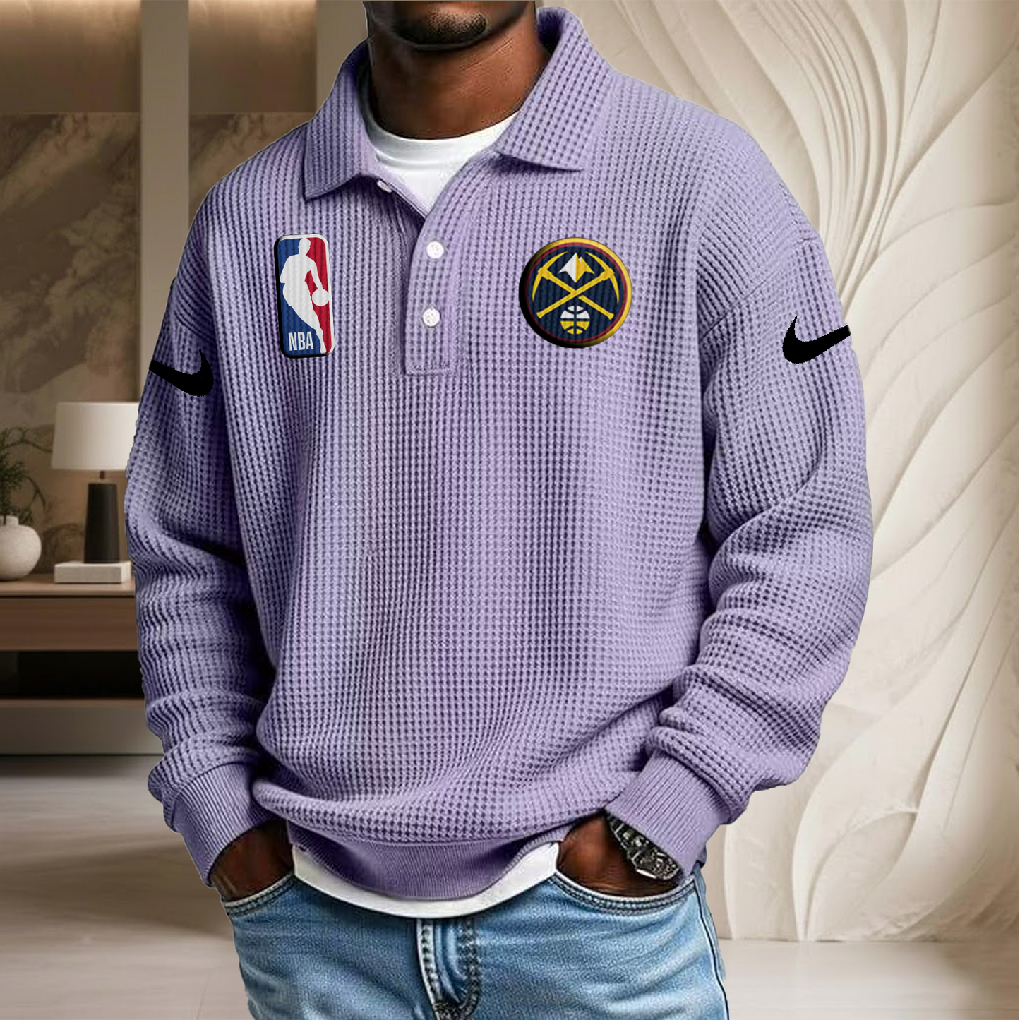 NBA x DN Waffle Three Button Lapel Polo HLP HLPHUONG