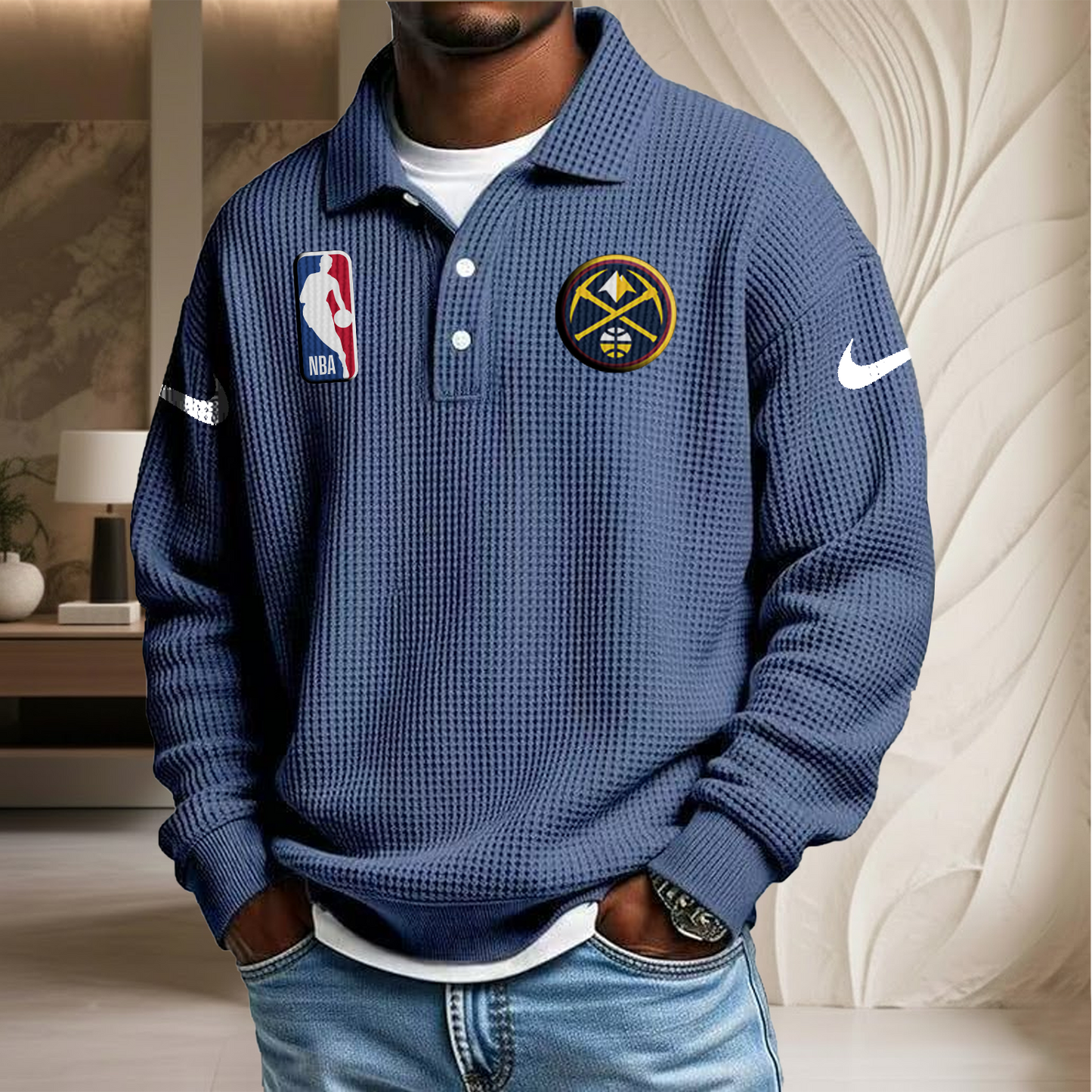 NBA x DN Waffle Three Button Lapel Polo HLP HLPHUONG