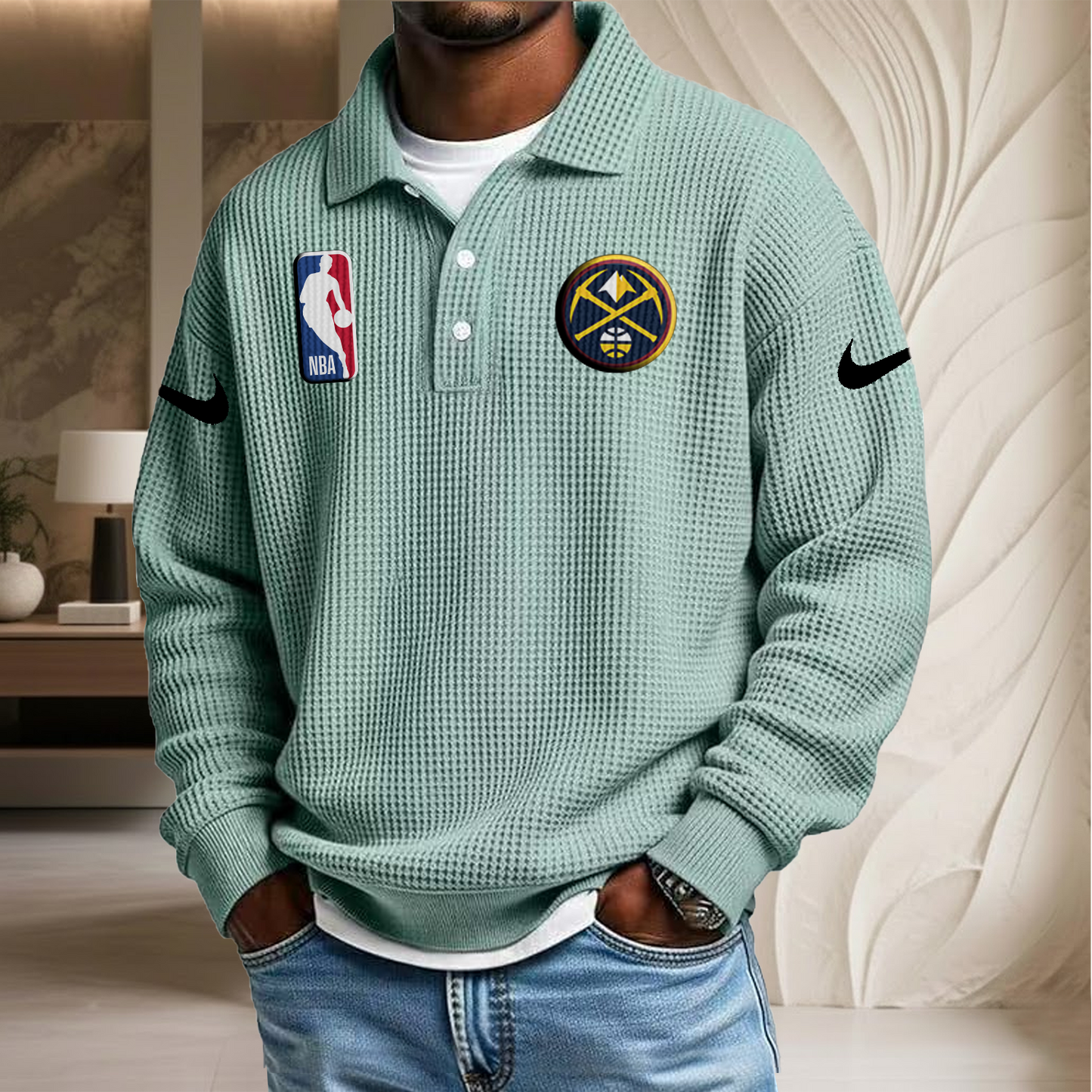NBA x DN Waffle Three Button Lapel Polo HLP HLPHUONG