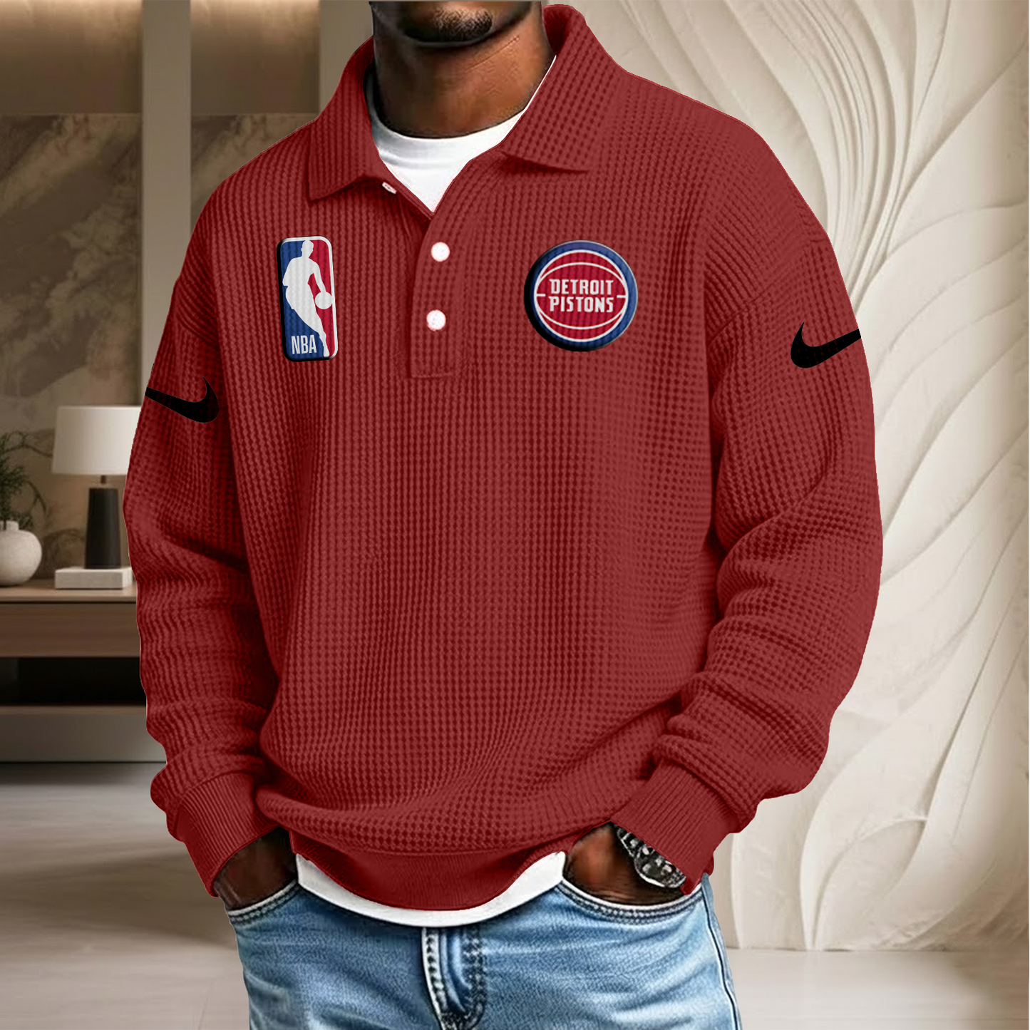 NBA x DP Waffle Three Button Lapel Polo HLP HLPHUONG