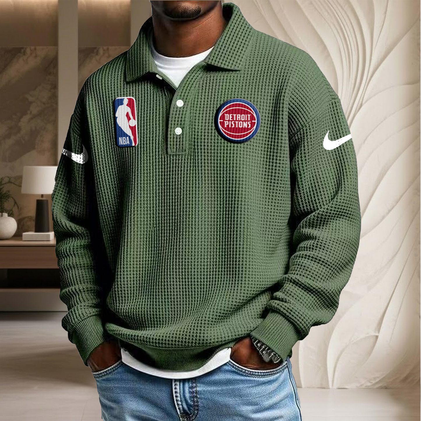 NBA x DP Waffle Three Button Lapel Polo HLP HLPHUONG