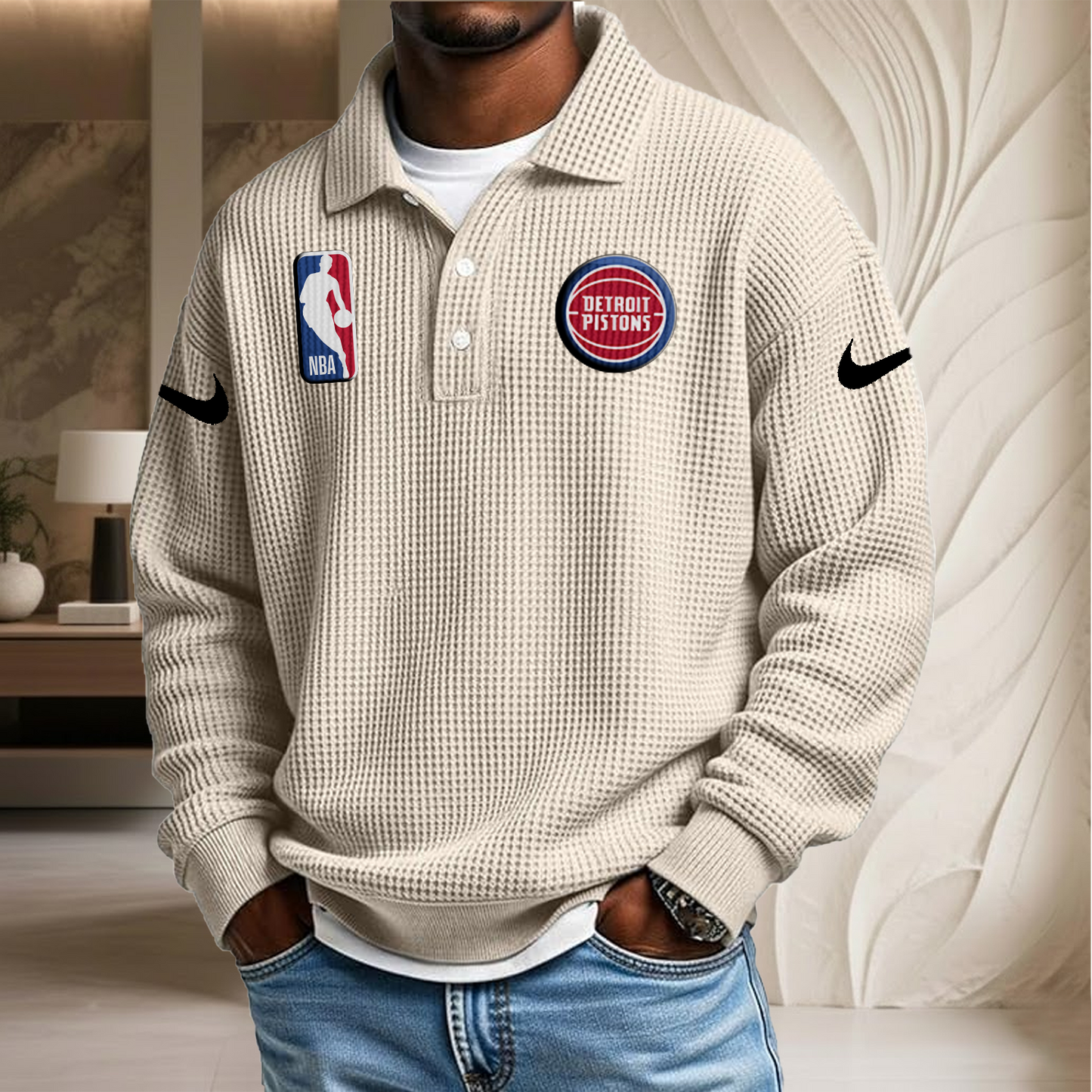 NBA x DP Waffle Three Button Lapel Polo HLP HLPHUONG