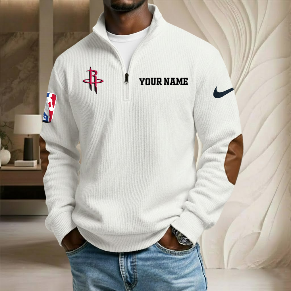 NBA x HOU Custom Name Stand Collar Half-zip Sweatshirt HLP HLPHUONG