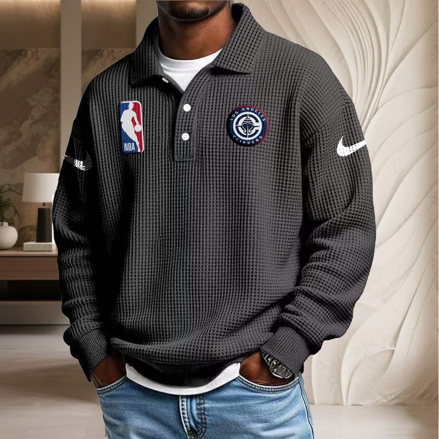 NBA x LAC Waffle Three Button Lapel Polo HLP HLPHUONG
