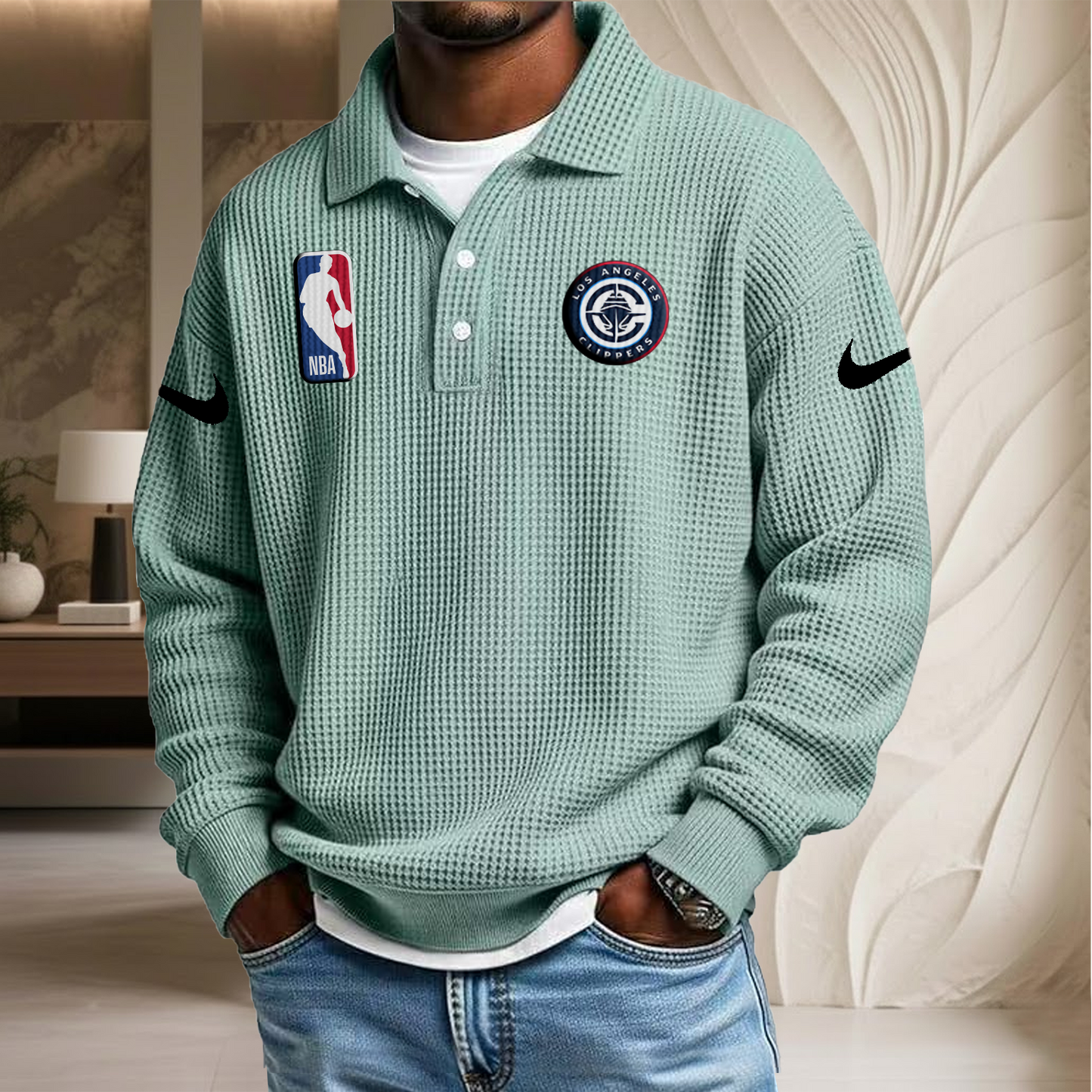 NBA x LAC Waffle Three Button Lapel Polo HLP HLPHUONG