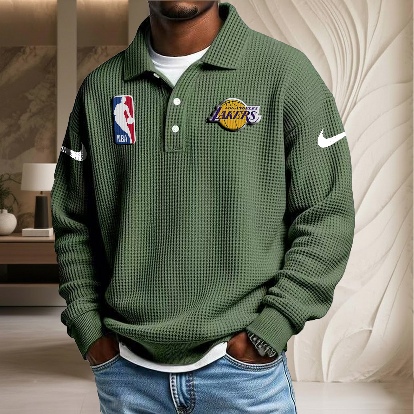 NBA x LAL Waffle Three Button Lapel Polo HLP HLPHUONG
