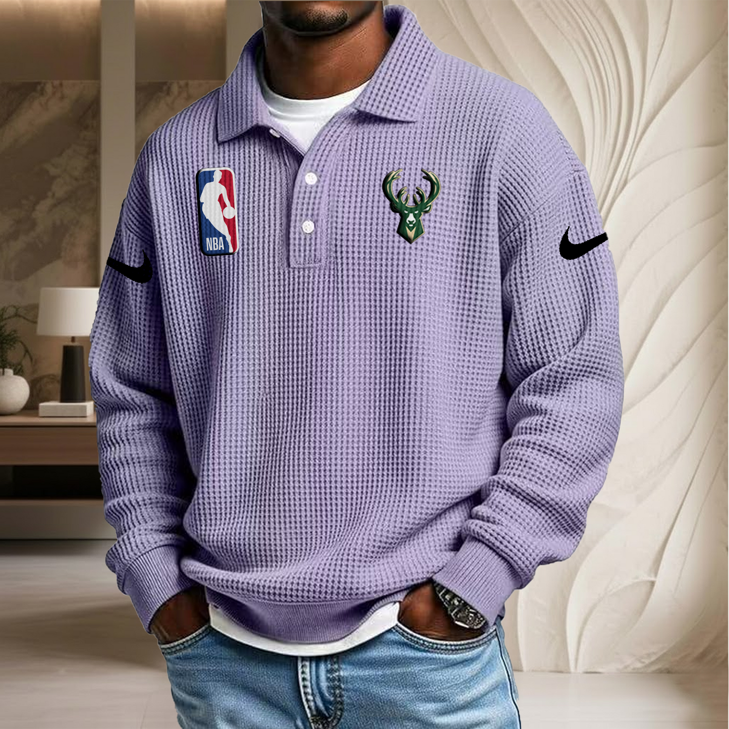 NBA x MB Waffle Three Button Lapel Polo HLP HLPHUONG