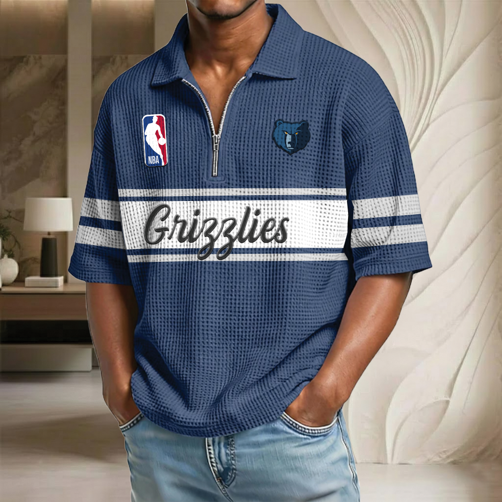 NBA x MG Basketball Waffle Half-Zip Polo Shirt HLP HLPHUONG