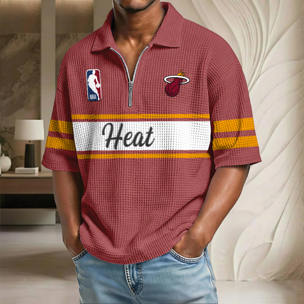 NBA x MH Basketball Waffle Half-Zip Polo Shirt HLP HLPHUONG