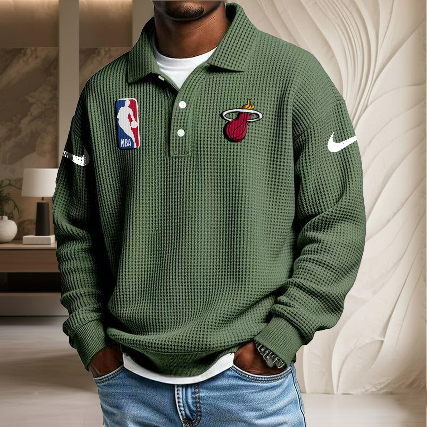 NBA x MH Waffle Three Button Lapel Polo HLP HLPHUONG