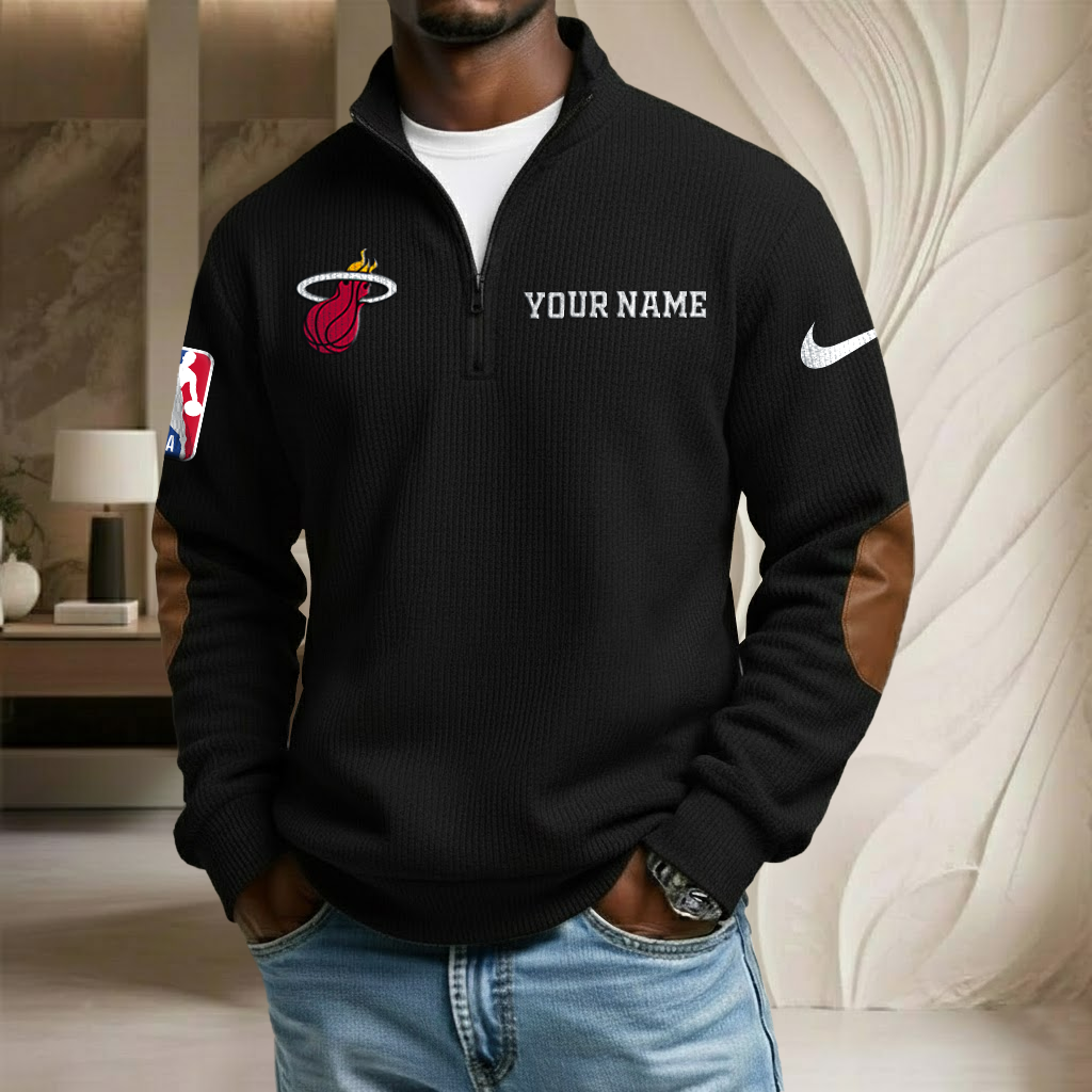 NBA x MIA Custom Name Stand Collar Half-zip Sweatshirt HLP HLPHUONG