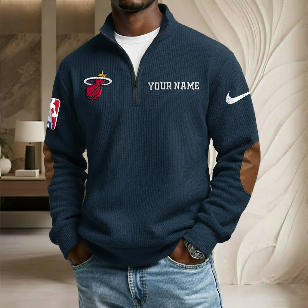 NBA x MIA Custom Name Stand Collar Half-zip Sweatshirt HLP HLPHUONG