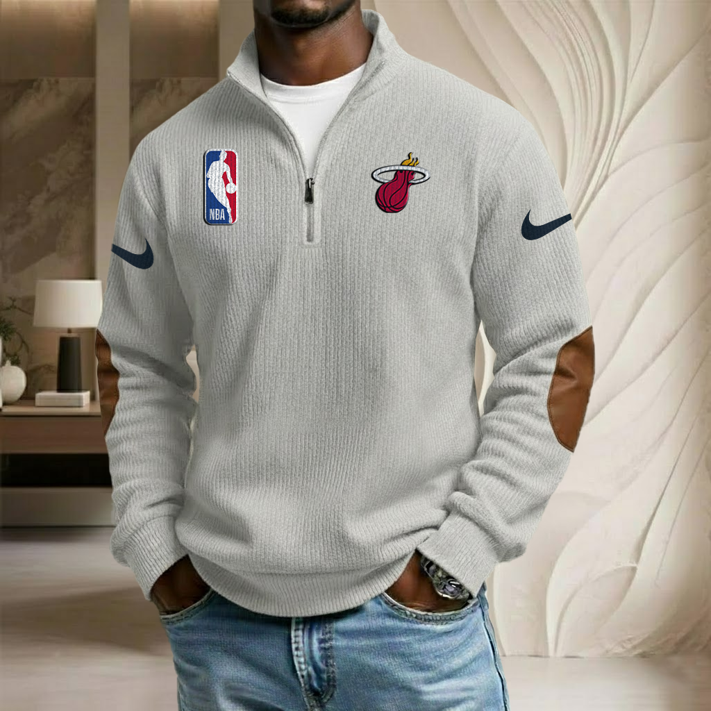 NBA x MIA Sport Team Stand Collar Half-zip Sweatshirt HLP HLPHUONG
