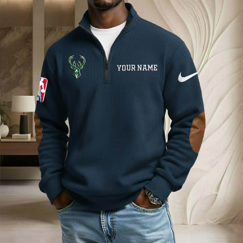 NBA x MIL Custom Name Stand Collar Half-zip Sweatshirt HLP HLPHUONG