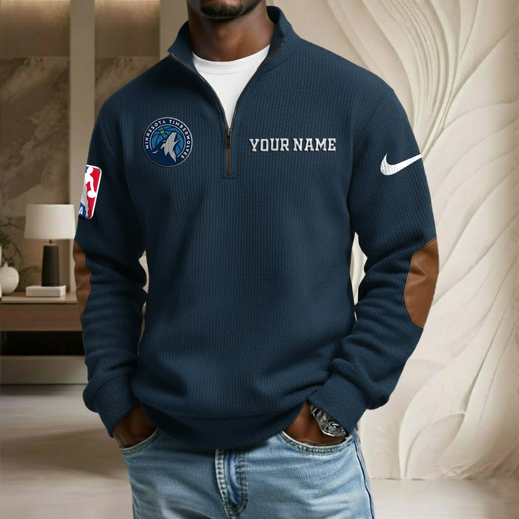 NBA x MIN Custom Name Stand Collar Half-zip Sweatshirt HLP HLPHUONG