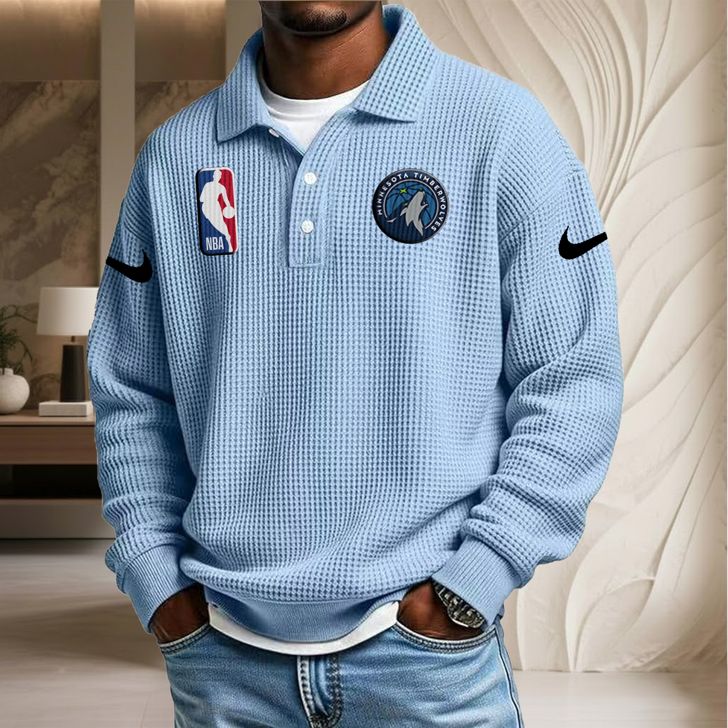 NBA x MT Waffle Three Button Lapel Polo HLP HLPHUONG