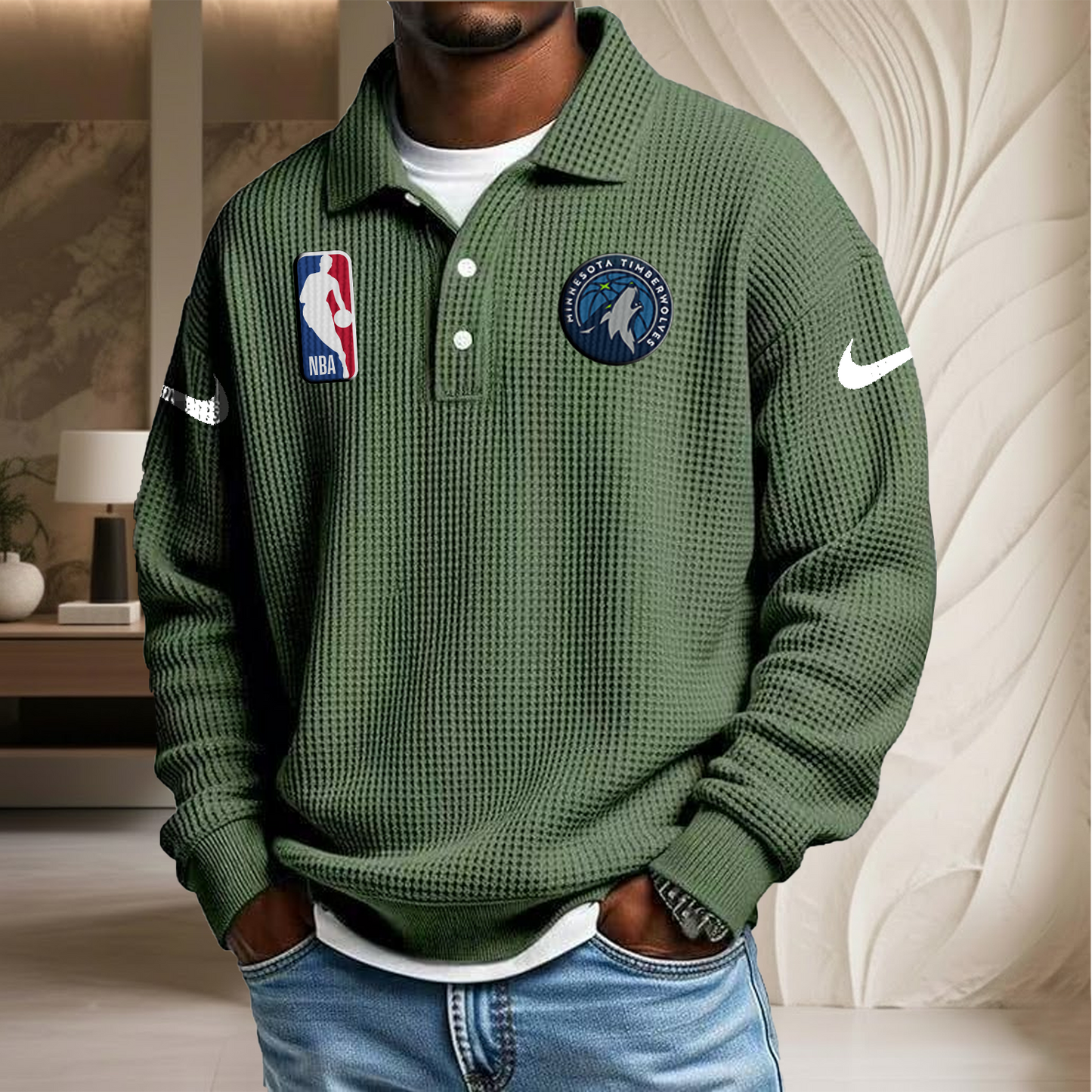 NBA x MT Waffle Three Button Lapel Polo HLP HLPHUONG