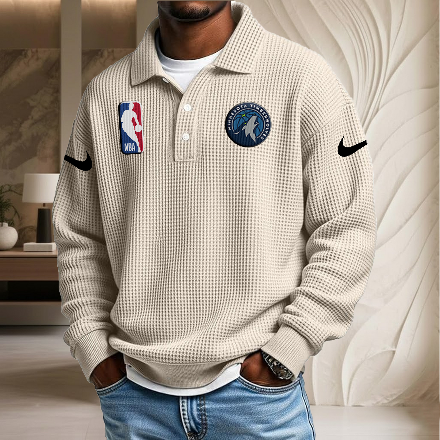 NBA x MT Waffle Three Button Lapel Polo HLP HLPHUONG