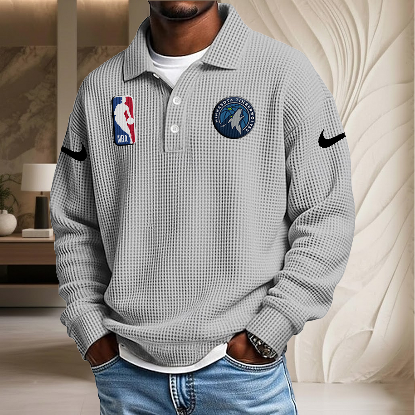 NBA x MT Waffle Three Button Lapel Polo HLP HLPHUONG