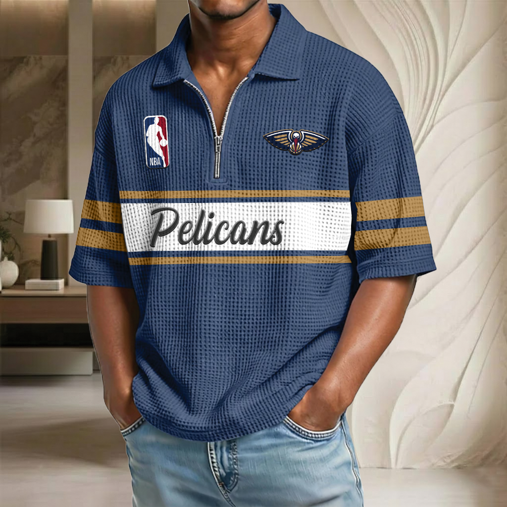 NBA x NOP Basketball Waffle Half-Zip Polo Shirt HLP HLPHUONG