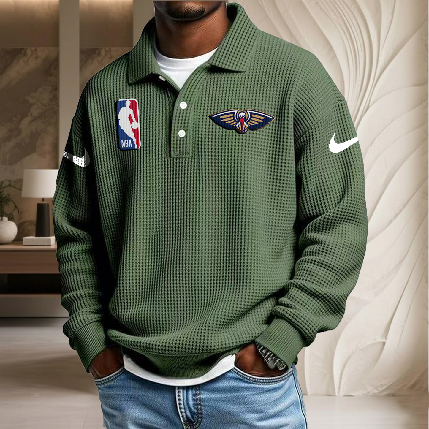 NBA x NOP Waffle Three Button Lapel Polo HLP HLPHUONG