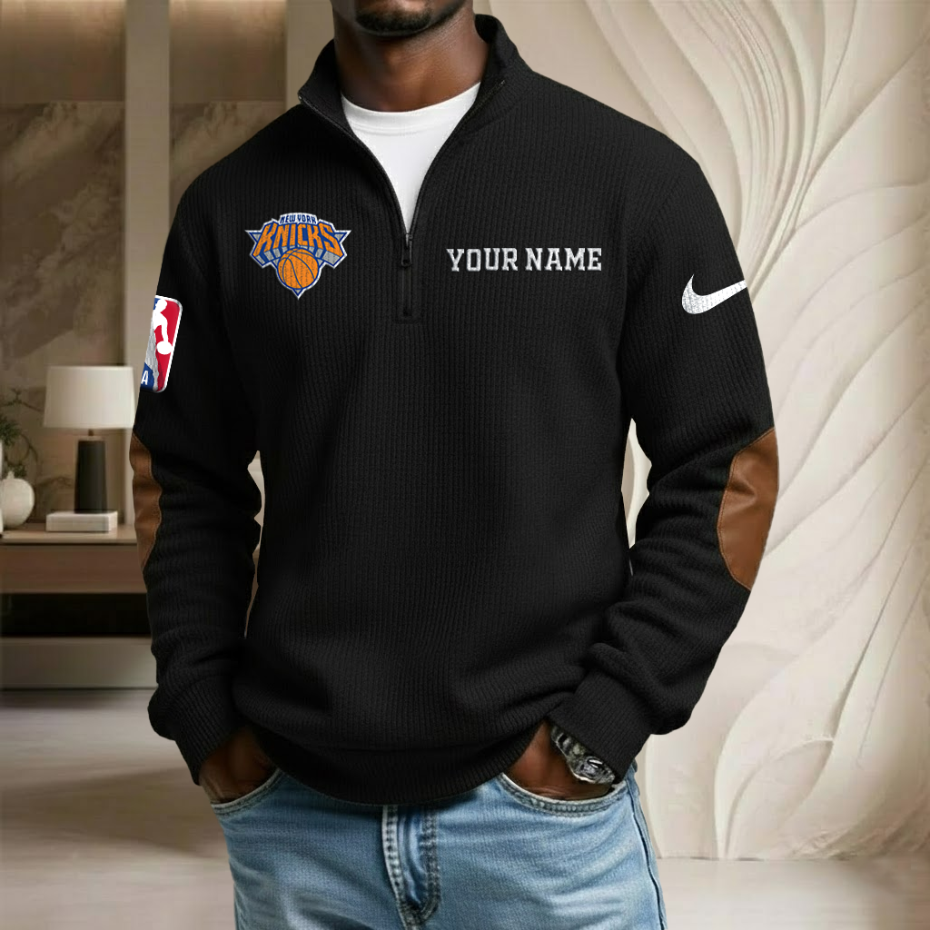 NBA x NYK Custom Name Stand Collar Half-zip Sweatshirt HLP HLPHUONG