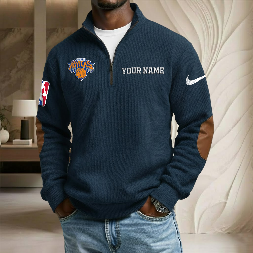 NBA x NYK Custom Name Stand Collar Half-zip Sweatshirt HLP HLPHUONG