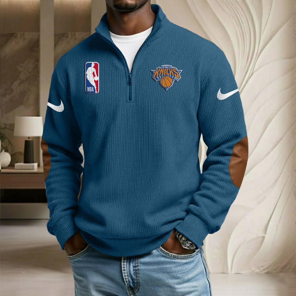 NBA x NYK Sport Team Stand Collar Half-zip Sweatshirt HLP HLPHUONG
