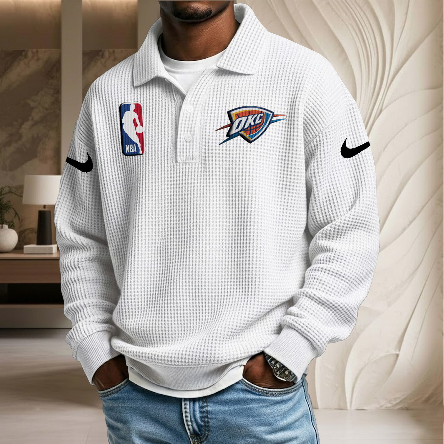NBA x OCT Waffle Three Button Lapel Polo HLP HLPHUONG