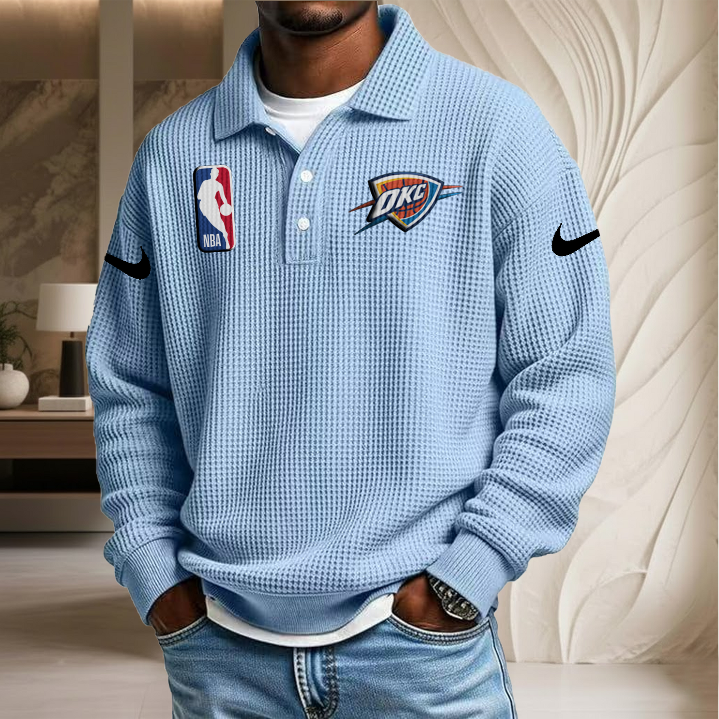 NBA x OCT Waffle Three Button Lapel Polo HLP HLPHUONG