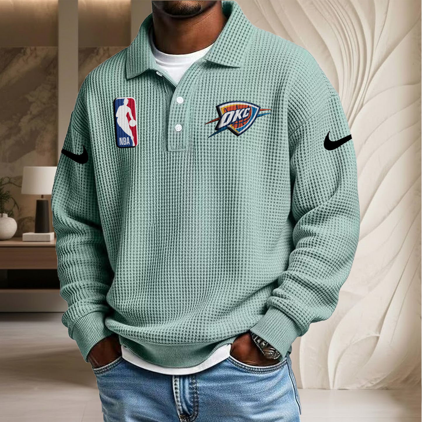 NBA x OCT Waffle Three Button Lapel Polo HLP HLPHUONG