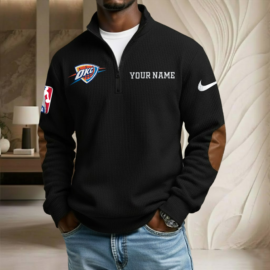 NBA x OKC Custom Name Stand Collar Half-zip Sweatshirt HLP HLPHUONG