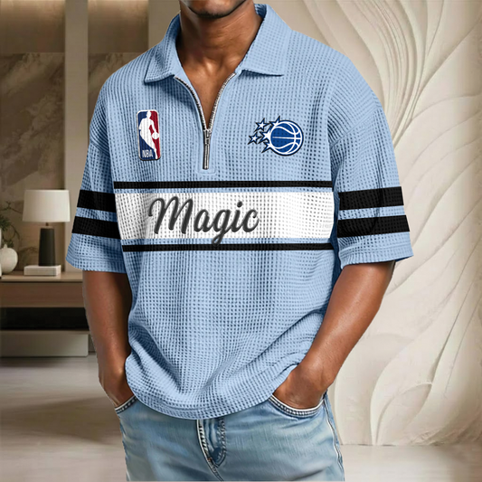 NBA x OM Basketball Waffle Half-Zip Polo Shirt HLP HLPHUONG