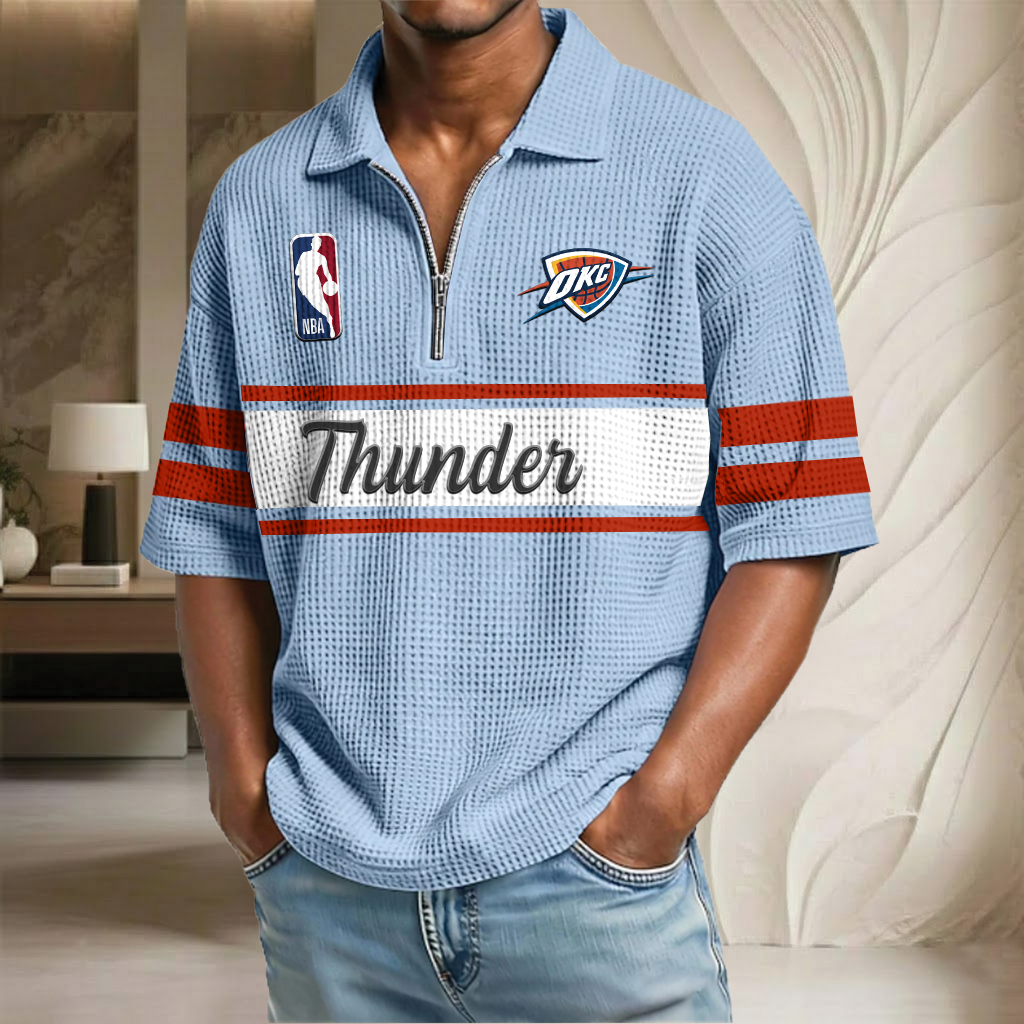 NBA x OT Basketball Waffle Half-Zip Polo Shirt HLP HLPHUONG