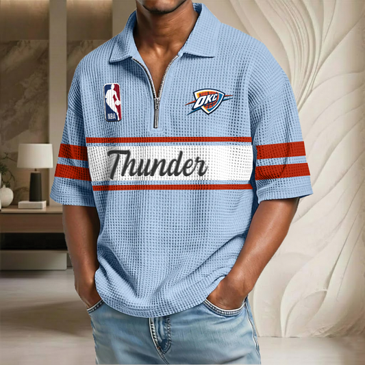 NBA x OT Basketball Waffle Half-Zip Polo Shirt HLP HLPHUONG