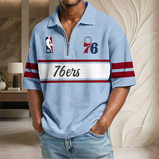 NBA x P76 Basketball Waffle Half-Zip Polo Shirt HLP HLPHUONG