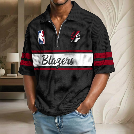 NBA x PTB Basketball Waffle Half-Zip Polo Shirt HLP HLPHUONG