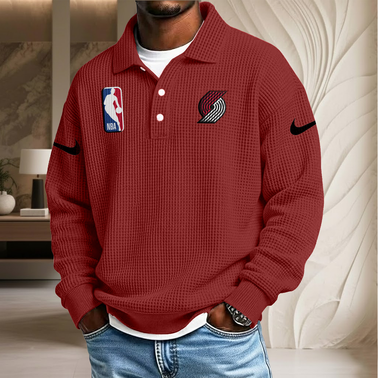 NBA x PTB Waffle Three Button Lapel Polo HLP HLPHUONG