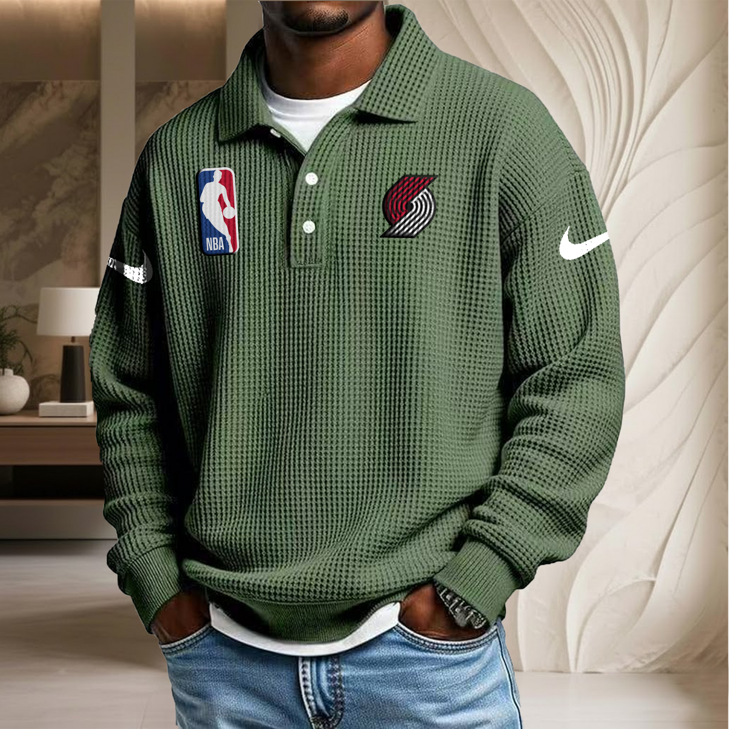 NBA x PTB Waffle Three Button Lapel Polo HLP HLPHUONG