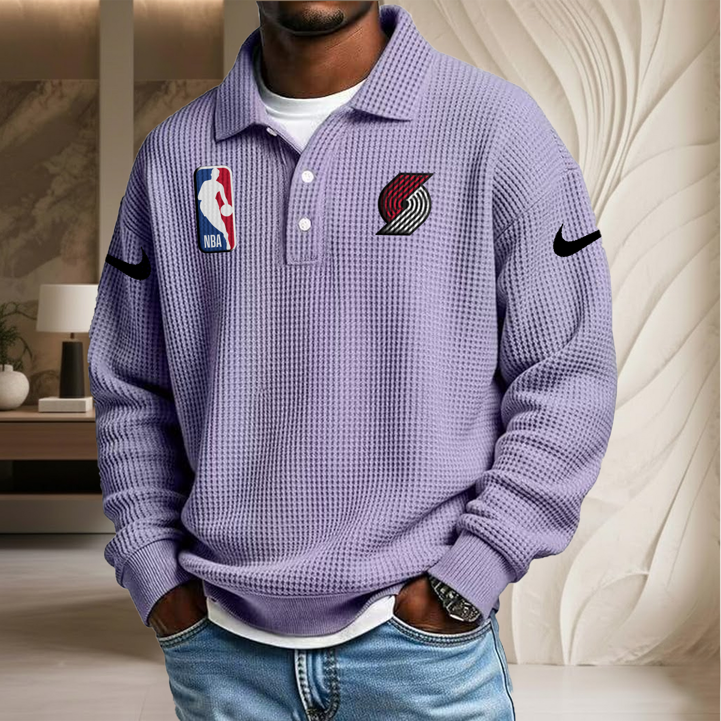 NBA x PTB Waffle Three Button Lapel Polo HLP HLPHUONG