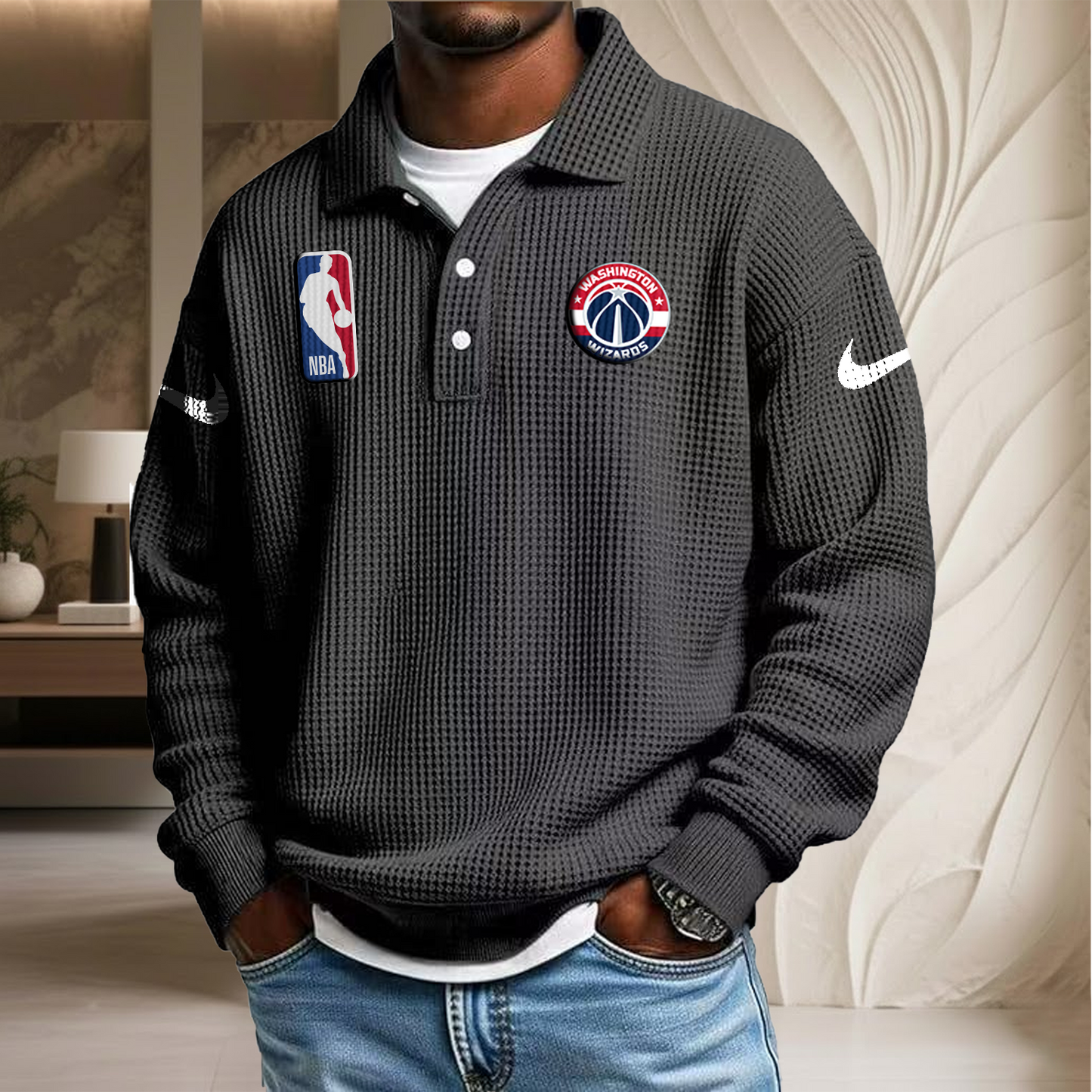 NBA x WW Waffle Three Button Lapel Polo HLP HLPHUONG